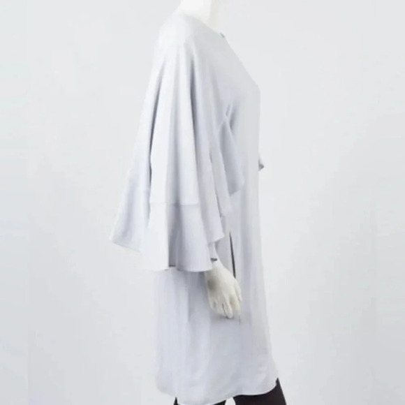 Chloe Cute Blue Viscose Blend Wing Sleeve Dress - Picture 3 of 8